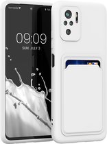 kwmobile hoesje voor Xiaomi Redmi Note 10 / Note 10S - Telefoonhoesje met pasjeshouder - Smartphone hoesje in wit