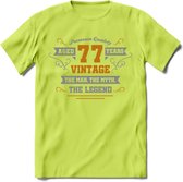 77 Jaar Legend T-Shirt | Goud - Zilver | Grappig Verjaardag Cadeau | Dames - Heren | - Groen - XL