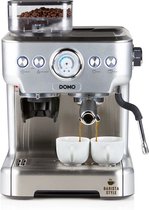 Bol.com DOMO DO725K Espressomachine met Geïntegreerde Bonenmaler – Pistonmachine - Pro - 20 Bar – RVS/Zwart aanbieding