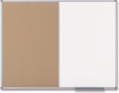 Nobo Classic Combi Kurk/Staal Notitiebord/Whiteboard/Memobord Inclusief Bevestigingsmateriaal - 900x600mm -Wit/Natuurbruin