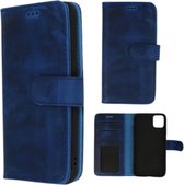 IPhone 13 Ledere Portemonnee Case - Schokbestendig Lederen Magnetische Case - 3x Kaarthouder - Blokkering TPU Shell Kickstand - Flip Cover - iPhone 13 - Marine Blauw