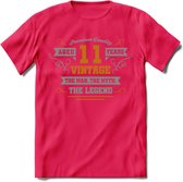 11 Jaar Legend T-Shirt | Goud - Zilver | Grappig Verjaardag Cadeau | Dames - Heren | - Roze - XXL