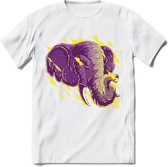 Dieren T-Shirt | Olifant shirt Heren / Dames | Wildlife elephant cadeau - Wit - S