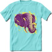Dieren T-Shirt | Olifant shirt Heren / Dames | Wildlife elephant cadeau - Licht Blauw - XL
