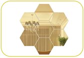 Hexagon wandspiegels | Acryl | Woonkamer decoractie | Goud | 12 stuks | 184*160*92 mm | kunststof