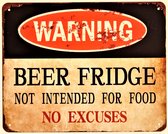 2D metalen wandbord "Warning! Beer Fridge" 25x20cm