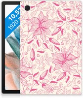 Mobiel Case Samsung Galaxy Tab A8 2021 Hoes Roze Bloemen met doorzichte zijkanten