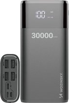 Wozinsky Powerbank 4 x USB 30000 mAh met LCD display Zwart