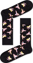 Happy Socks Banana Break Sock - zwart met roze bananenschillen - Unisex - Maat: 41-46