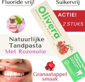 2x 75 ml Olivera  Natuurlijke Tandpasta  - Zonder Fluoride - Paraben en suiker vrij - Granaatappelsmaak