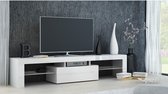 Tv-meubel - Wit hoogglans - glasplaat- Tv-kast - 160 cm