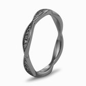 Silventi 9SIL-21862 Zilveren Ring - Dames - Zirkonia -  Rondom Gezet - 2,5 mm Breed - Maat 54 - Rhodium - Zilver