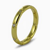 Silventi 9SIL-21871 Zilveren Ring - Dames - Zirkonia - Rondom Gezet - 2,7 mm Breed - Maat 54 - Zilver - Gold Plated (Verguld/Goud op Zilver)