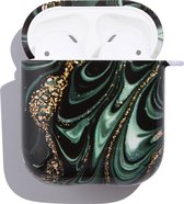 Apple AirPods 2 Hoesje - Mobigear - Marble Serie - Hard Kunststof Hoesje - Goud / Groen / Paars - Hoesje Geschikt Voor Apple AirPods 2