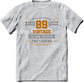 89 Jaar Legend T-Shirt | Goud - Zilver | Grappig Verjaardag Cadeau | Dames - Heren | - Licht Grijs - Gemaleerd - M