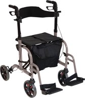 Aidapt Duo Deluxe Rollator en transport rolstoel in 1 - Grijs - Inklapbaar - Lichtgewicht - Aluminium frame