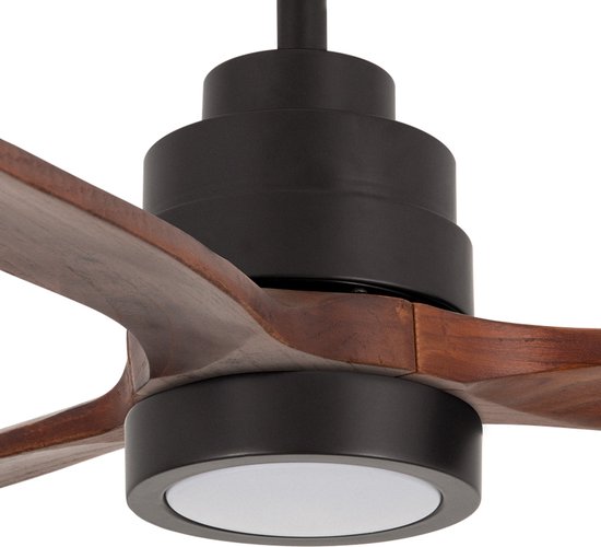 CREATE / WINDSTYLANCE/Plafondventilator Nikkel donkerhouten vleugels met afstandsbediening en muurschakelaar / 40W, dubbele hoogte, 132 cm, 6 snelheden, timer, zomer-winter bediening