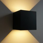 DEKUBO Kubus Up & Down led lamp Zwart - Buitenlamp - LED Buitenverlichting - Warmlicht - LED-wandlamp