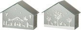 J-Line Decoratie Led Huis Bomen+Dieren Glas Goud Assortiment Van 2
