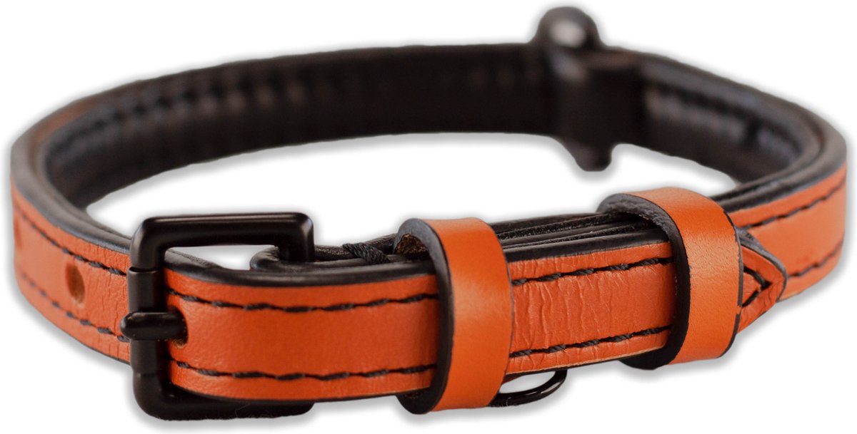 Bol.com Brute Strength - Luxe leren halsband hond - Oranje - S - (26 - 33 cm) x 1,5cm - honden halsband - hondenhalsband - halsb... aanbieding