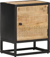 Decoways - Nachtkastje met bewerkte deur 40x30x50 cm ruw mangohout