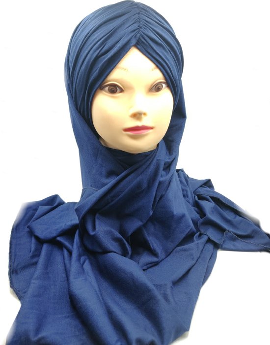 Prachtige blauwe hoofddoek, mooie hijab.