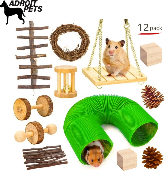regeling informatie maaien Hamster speelgoed - Set van 12 stuks - Hamster Speeltjes - Cavia Speeltjes  -... | bol.com