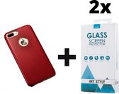 Backcase Lederen Hoesje iPhone 6 Plus/6s Plus Rood - 2x Gratis Screen Protector - Telefoonhoesje - Smartphonehoesje