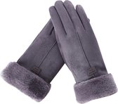 Dames handschoenen extra zacht met wollen binnen voering grijs