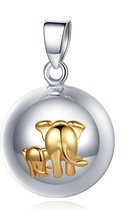 Clariz zwangerschapsbel zilver met gouden olifantjes