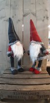 Kerst - Kabouter - Wiebelbenen - Set van 2 - Rood - Grijs - 70 cm hoog