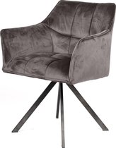 Armstoel Silva 2 stuks - Raster draaibaar - Antraciet Velours - Industrieel meubels -  Design