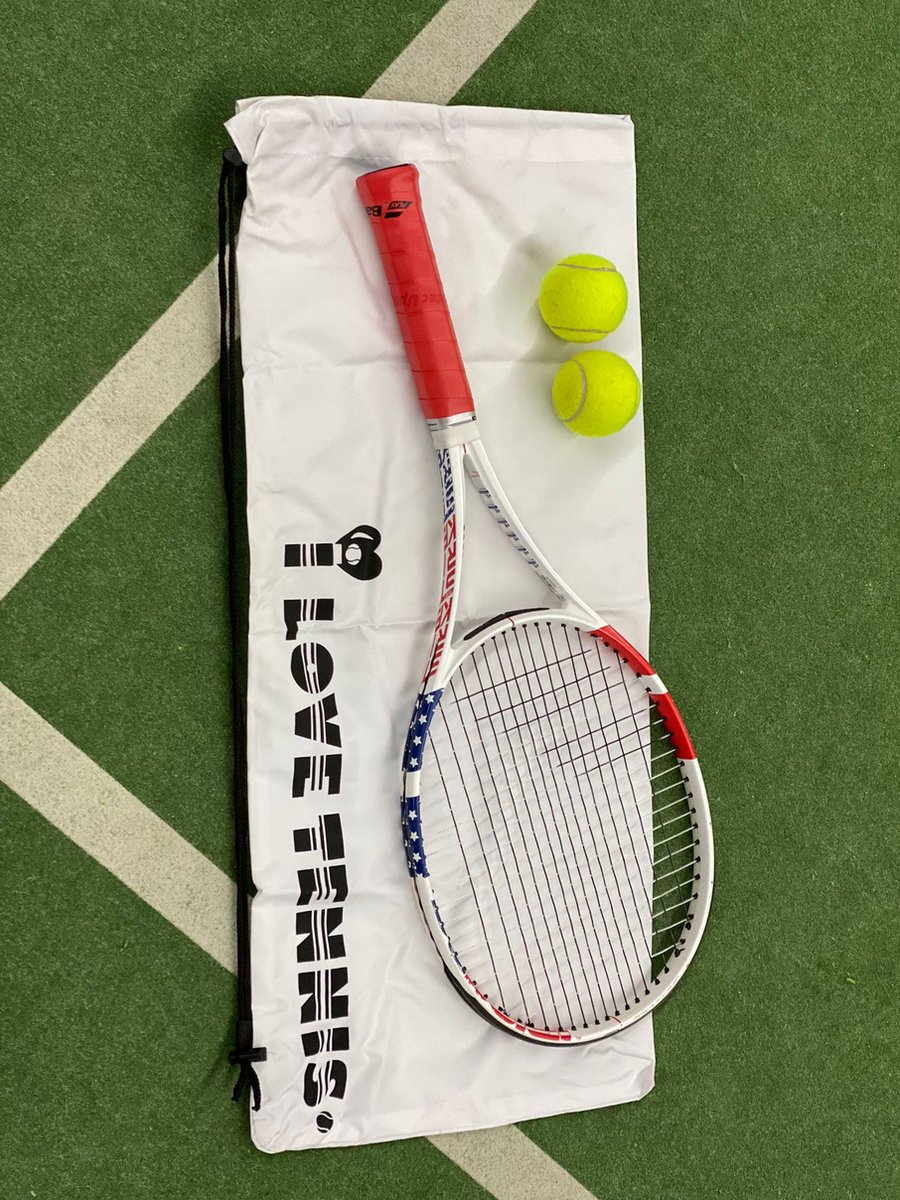 'I love tennis' drawstring bag / rackettas - wit/zwart