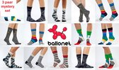 3 paar mystery / verrassing / random set sokken - verschillende kleuren / motieven - merk balllonet - maat 36 tot 40