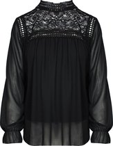 Lace Col Top Zwart