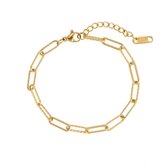 Gemarmerde gouden schakelarmband - minimalistisch - 14K verguld - Dottillove.