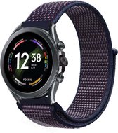 Strap-it Nylon smartwatch bandje - geschikt voor Fossil Gen 6 44mm / Gen 5 / Gen 5e 44mm - paars-blauw