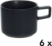 Cosy&Trendy Koffiekopjes set van 6 - 120ml - Keramiek - Vaatwasserbestendig - Mat Zwart