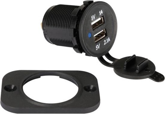 Velleman USB-lader Voor Inbouw In Auto – Spatwaterdicht, 12-24V, Dubbele USB-poort – Veilig En Betrouwbaar Voor Al Je Apparaten