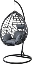 Hangstoel - Ei stoel - met frame - zwart-grijs - tot 125 kg
