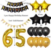 Verjaardag 65 Jaar | Feestversiering | Verjaardag Vieren | Verjaardagspakket | Happy Birthday Versiering | Ballonnen, Opblaasartikelen, Sterren | Zwart & Goud