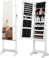 Sieradenkast met spiegel | Opbergkast | Make-up | Sieraden | Wit | Volledige Lengte