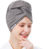 Wafel Haarhanddoek - Grey - Haar Drogen Handdoeken - Microfiber - Haar Tulband - Handdoek - Sneldrogend - Premium Fabric - Super Absorberend - Zachte stof - Haar Cap - Haaraccessoires