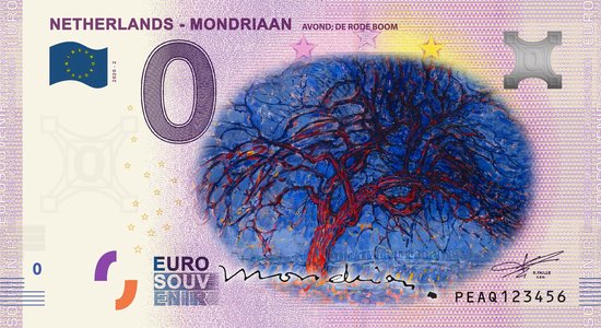 Thumbnail van een extra afbeelding van het spel 0 Euro biljet 2020 - Mondriaan Avond; de rode boom KLEUR