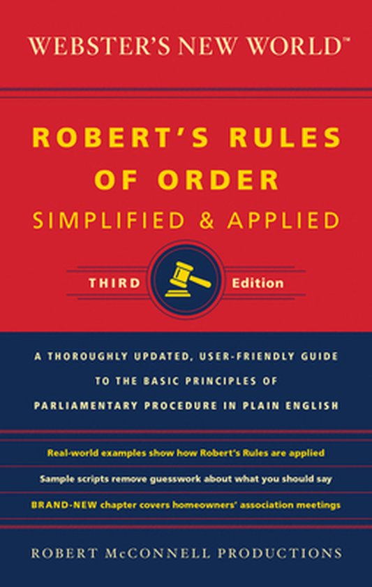 Webster's New World Robert's Rules Of Order Simplified And A - cover