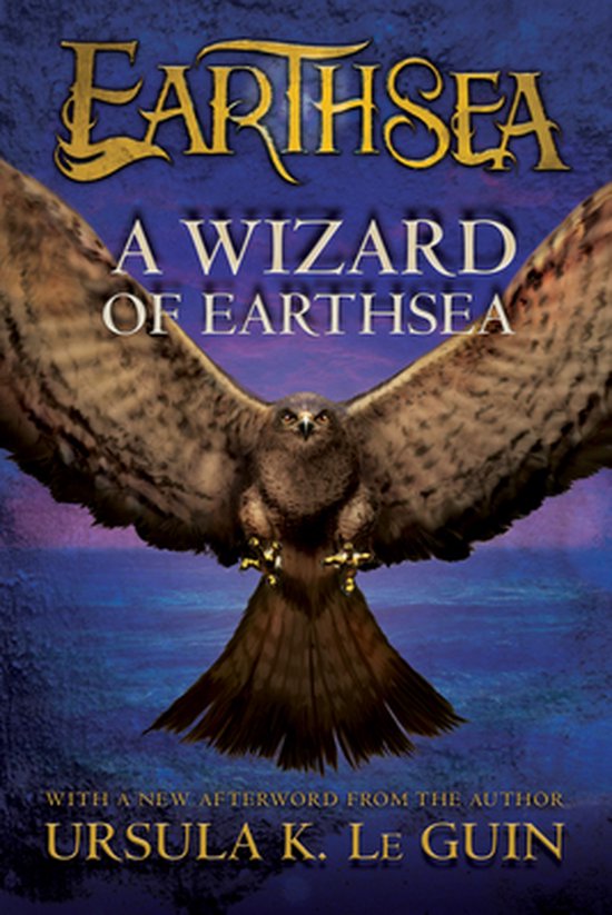 Boekomslag 'A Wizard of Earthsea' van Ursula K. Le Guin met een vogel.