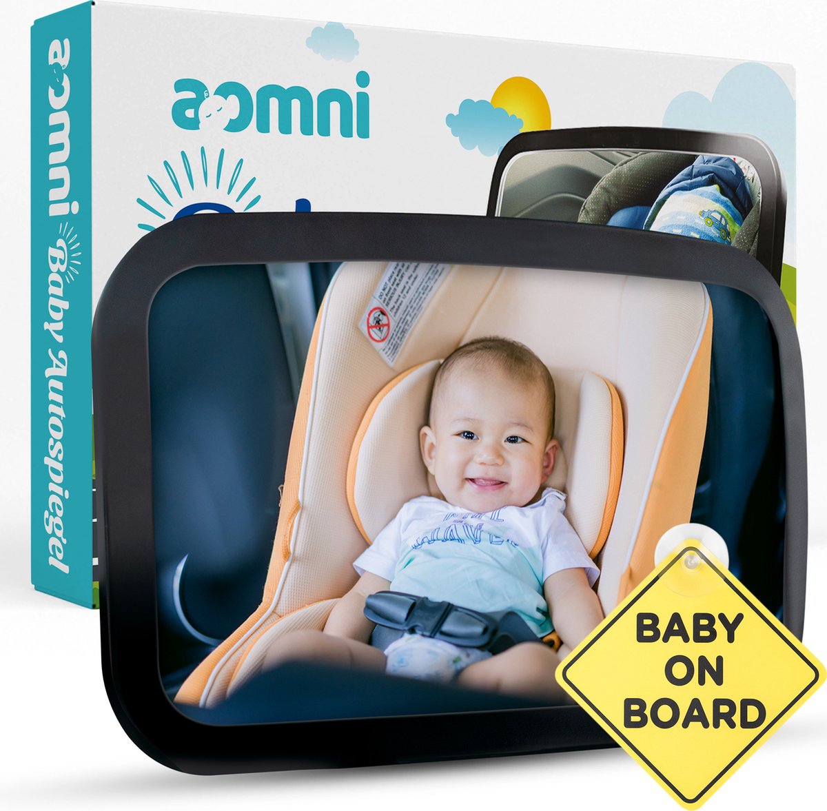 Aomni Verstelbare Autospiegel Baby – 360 Graden Roteerbare Baby Spiegel Auto – Kinder Achteruitkijkspiegel