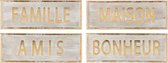 J-Line Plakaat Famille/Amis/Bonheur/Maison Ijzer Or Assortiment Van 4