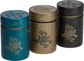 Boîtes de conservation avec couvercle - Boîtes de conservation de thé - Boîtes de conservation de café - Boîte de conservation essence/or/noir 150 grammes (3 pièces)