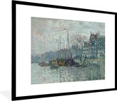 Fotolijst incl. Poster - Zaandam the dike - Schilderij van Claude Monet - 80x60 cm - Posterlijst
